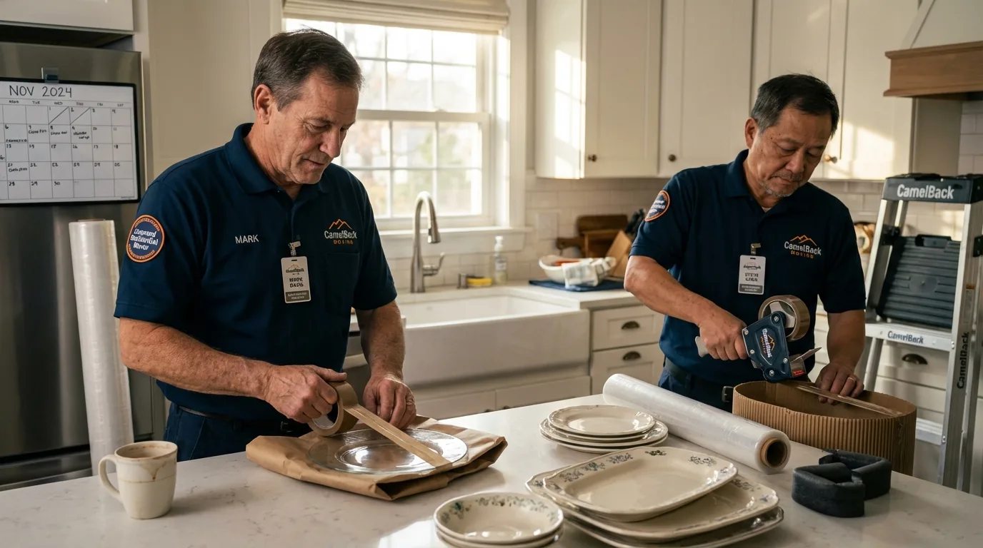 Professional crew packing kitchen dishware in Hanover, PA